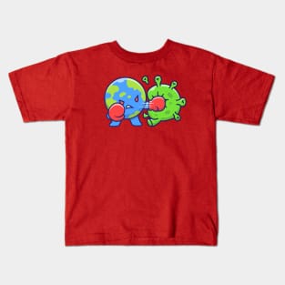 World Fighting Corona Virus Cartoon (4) Kids T-Shirt